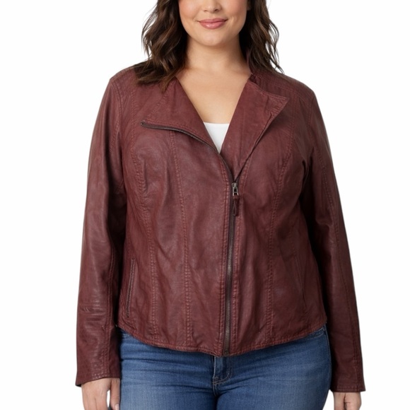 Maurices Faux Leather Moto Jacket Women’s Size 3 Brown Asymmetrical Zip Casual - Picture 14 of 14